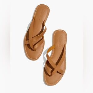 NEW Madewell The Boardwalk Thong Leather Sandal in Desert Camel Women’s Sz 7.5-8